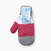 Варежки для девочки, серый/белый/малиновый, размер 16 Варежки для девочки, серый/белый/малиновый, размер 16