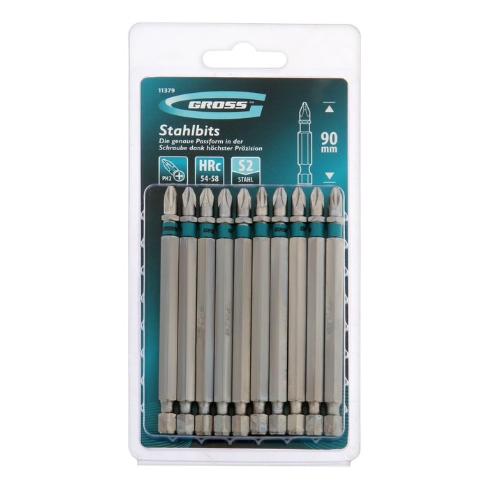 Набор бит GROSS 11379, PH2 х 90 мм, сталь S2, 10 шт. Набор бит GROSS 11379, PH2 х 90 мм, сталь S2, 10 шт.