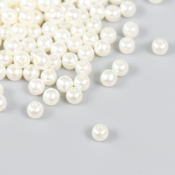 Набор бусин Набор бусин "Рукоделие" пластик, диаметр 6 мм, 25 гр, молочный