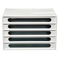 Файл-кабинет 4-секционный СТАММ, белый корпус, черные лотки