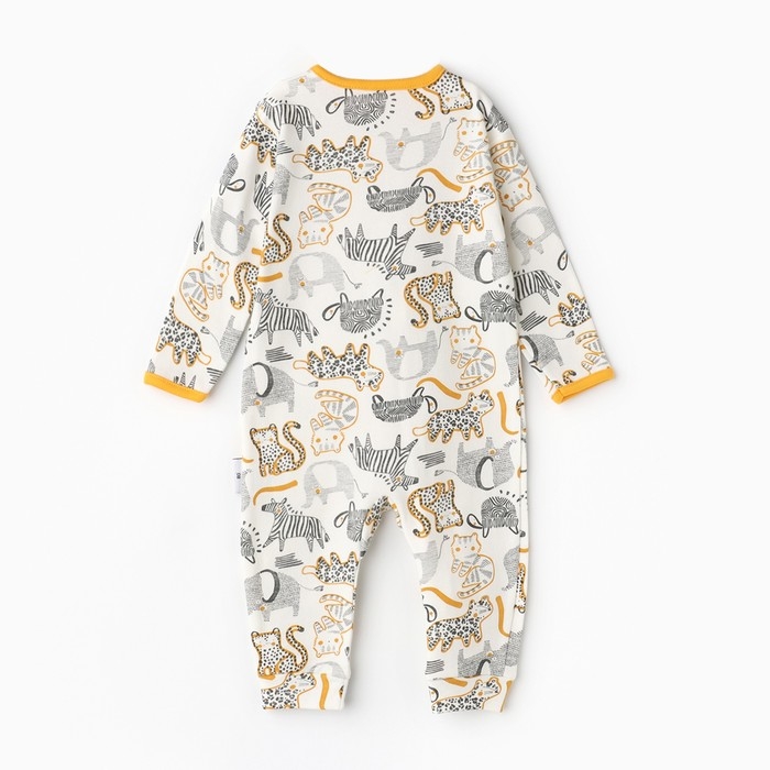 Комбинезон детский (3 шт.), цвет оранжевый/леопард/белый, рост 80 см