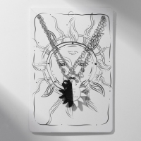 Кулоны &laquo;Неразлучники&raquo; на магните, солнце, цвет бело-чёрный в серебре, 45 см