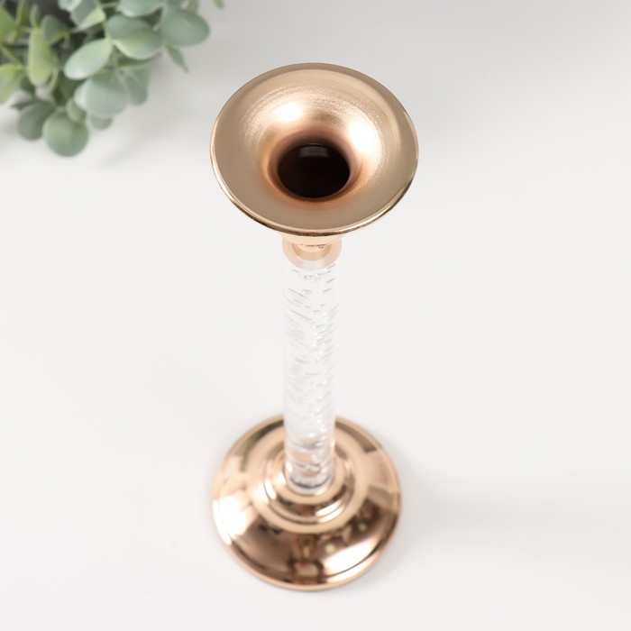 Подсвечник металл, акрил на 1 свечу Подсвечник металл, акрил на 1 свечу "Аква" d=2-6 см золото 8х8х27 см