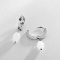 Серьги металл XUPING бусина на кольце, цвет серебро