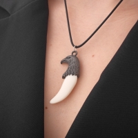 Кулон унисекс &laquo;Коготь орла&raquo;, цвет белый в серебре на чёрном шнурке, 45 см