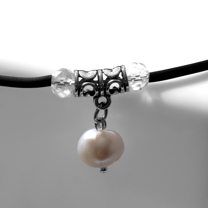 Чокер &laquo;Жемчуг&raquo; капля на бархатном тросе, 20 см