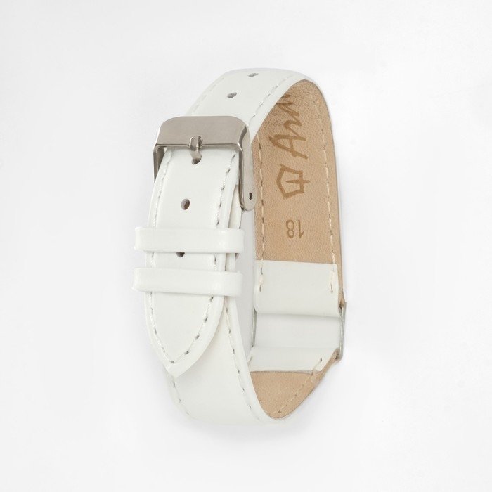Ремешок для часов, 18 мм, запряжник 75 мм, горт 115 мм, натуральная кожа, белый