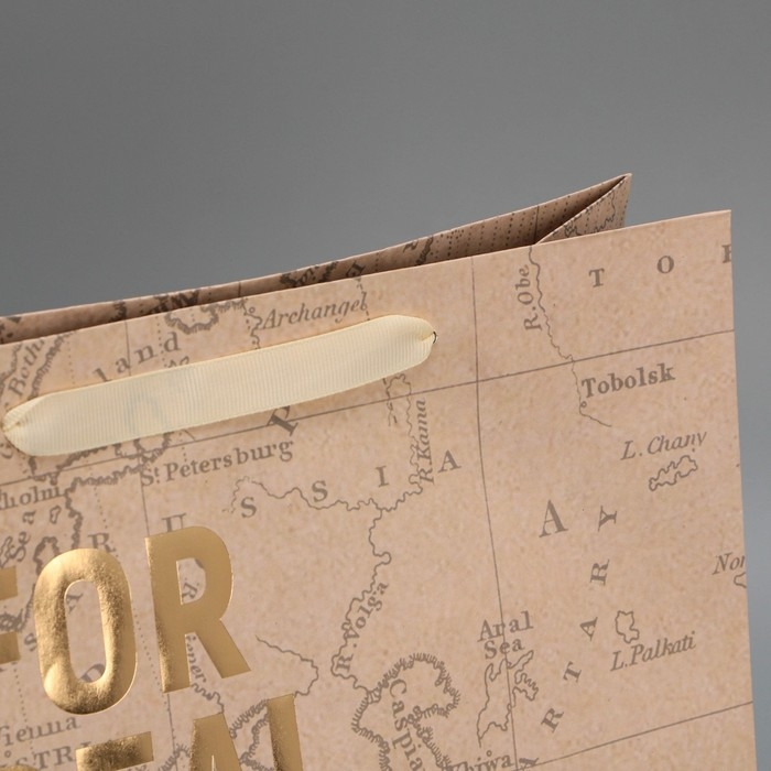 Пакет подарочный крафтовый квадратный, упаковка, &laquo;Весь мир твой&raquo;, 30 х 30 х 12 см