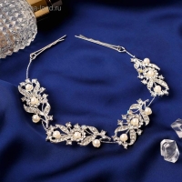 Аксессуар для волос "Жемчужное чудо" цветочки, 21 см, серебро Аксессуар для волос "Жемчужное чудо" цветочки, 21 см, серебро