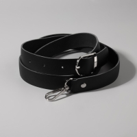 Ручка для сумки из натуральной кожи, регулируемая, с карабинами, 125 &plusmn; 2 см &times; 2,5 см, цвет чёрный/серебряный