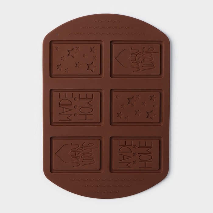 Форма для шоколада Доляна Home made, силикон, 26&times;18&times;0,5 см, 6 ячеек (7,5&times;5,2 см), цвет МИКС