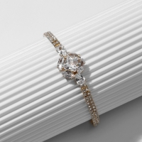 Браслет со стразами &laquo;Циркон&raquo; изыск, круг, цвет белый в розовом золоте, L=15см