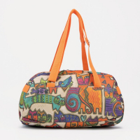 Сумка спортивная на молнии, без подкладки, наружный карман, маленький размер, цвет оранжевый/бежевый