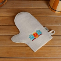 Рукавица для бани с вышивкой "23 февраля", первый сорт Рукавица для бани с вышивкой "23 февраля", первый сорт