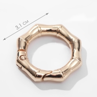 Кольцо-карабин &laquo;Бамбук&raquo;, d = 19/29 мм, толщина - 5 мм, 5 шт, цвет золотой