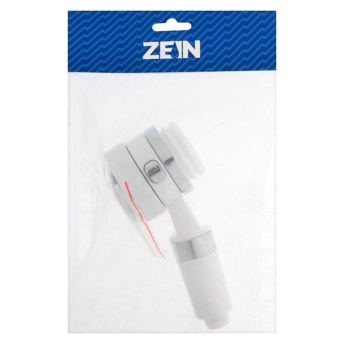 Лейка для душа ZEIN Z3548, d=60 мм, 3 режима, с резиновыми щётками, отсек для геля, белая Лейка для душа ZEIN Z3548, d=60 мм, 3 режима, с резиновыми щётками, отсек для геля, белая