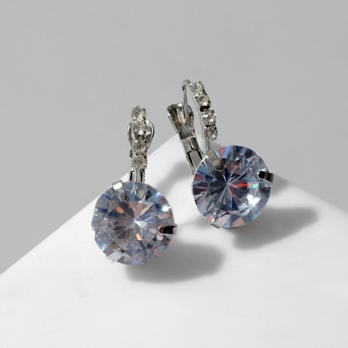 Серьги &laquo;Циркония&raquo; мини, круг, цвет белый в серебре