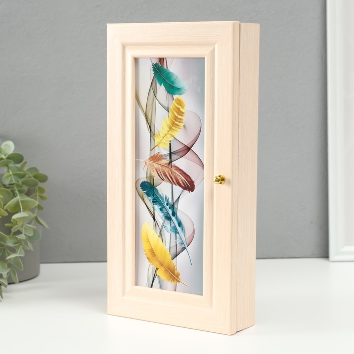 Ключница Ключница "Пять перьев" молочный дуб 16х31 см МИКС