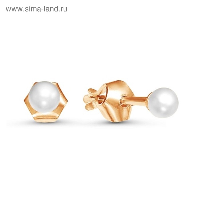 Пусеты шар №4 «Жемчуг» мини, розовое золочение Пусеты шар №4 «Жемчуг» мини, розовое золочение