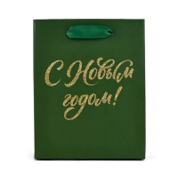 Пакет подарочный новогодний ламинированный &laquo;С Новым годом&raquo;, глиттер, S 12 х 15 х 5.5 см