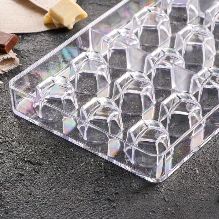 Форма для конфет и шоколада KONFINETTA &laquo;Секрет&raquo;, 27,5&times;17,5&times;2,5 см, 21 ячейка 2,5&times;2,2&times;2 см, цвет прозрачный