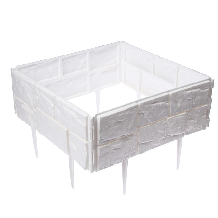 Ограждение декоративное, 24 &times; 177,5 см, 5 секций, пластик, белое, &laquo;Камень&raquo;