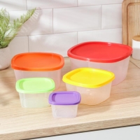 Набор пищевых контейнеров &laquo;BioFresh&raquo;, 5 шт: 0,23 л, 0,5 л, 0,9 л, 1,55 л, 2,65 л, прозрачные, крышки микс