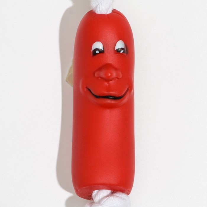 Игрушка Игрушка "Брутальная сосиска на верёвке" для собак, 14 см