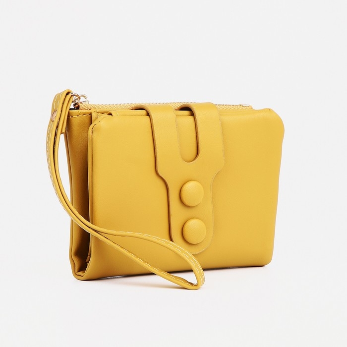 Кошелёк женский на кнопке, цвет жёлтый Кошелёк женский на кнопке, цвет жёлтый