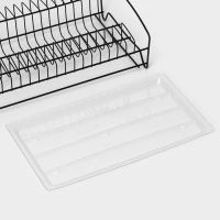 Сушилка для тарелок с поддоном, 38&times;24,5&times;12,4 см, цвет чёрный