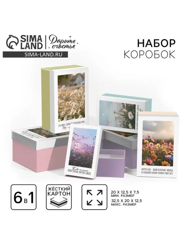 Набор подарочных коробок 6 в 1 &laquo;Лето&raquo;, 16 &times; 16 &times; 14‒20 &times; 20 &times; 17 см