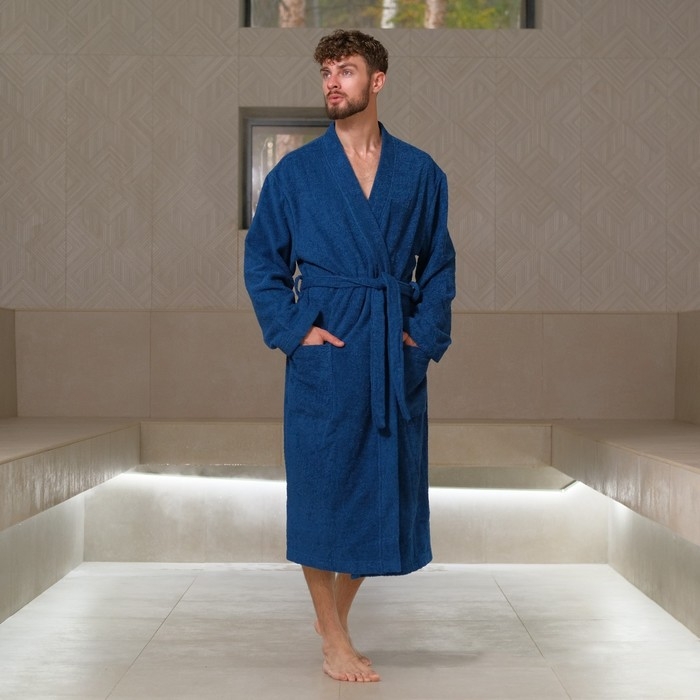 Халат махровый мужск. Халат махровый мужск."King" р-р 52-54, синий