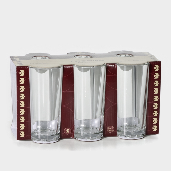 Набор стаканов &laquo;Глория&raquo;, 280 мл, d=7 см, h=14 см, 6 шт