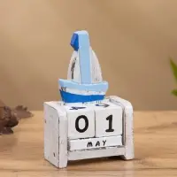 Календарь настольный "Парусник" дерево 7х4х11 см синий