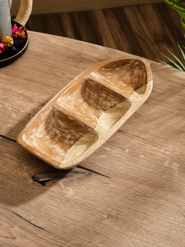 Менажница "Лодочка"  дерево Джати, 30х13х5 см, цв. коричневый