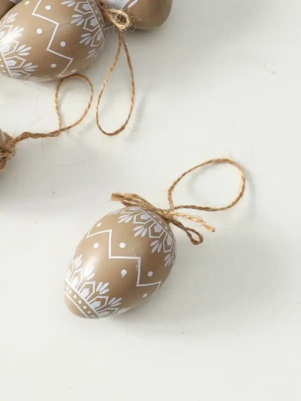 Декор пасхальный "Крашенные яички с белыми узорами" набор 6 шт 4х4х6 см