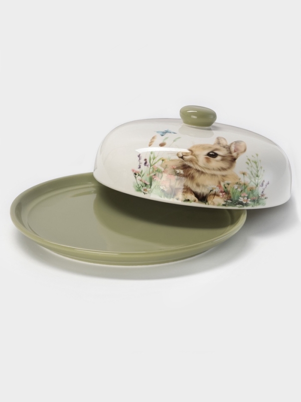 Блинница Доляна &laquo;Зайка&raquo; d=23, доломит, белая, зелёная