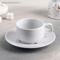 Кофейная пара &laquo;Белая&raquo;, 170 мл, диаметр блюдца 15 см, штабелируемая