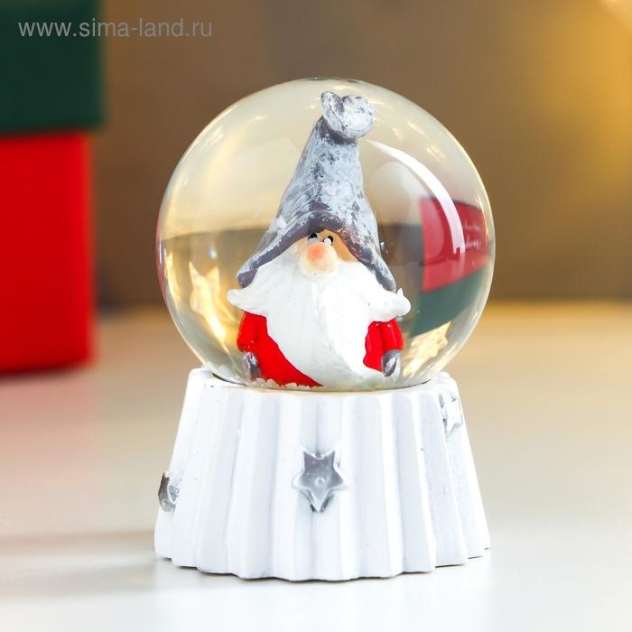 Снежный шар новогодний стеклянный &laquo;Дед Мороз в колпаке войлочном&raquo;, d=4.5 см, 6&times;4.5&times;4.5 см