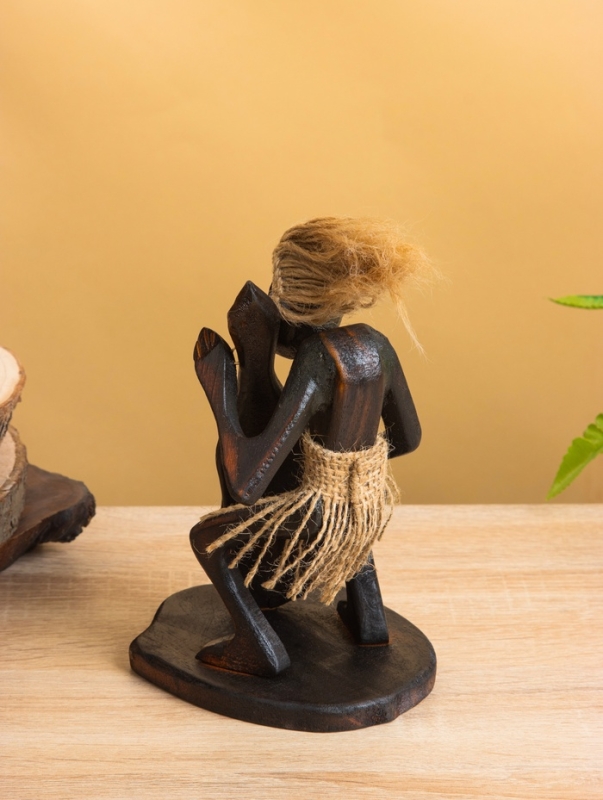 Сувенир "Абориген с контрабасом" дерево, 12х11х18 см