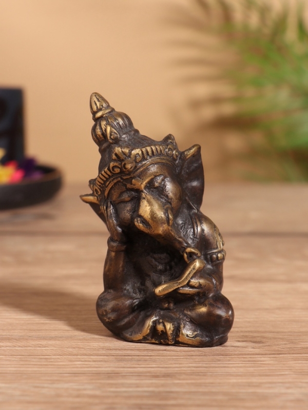 Сувенир бронза "Ганеша с книгой" 6х4х8 см