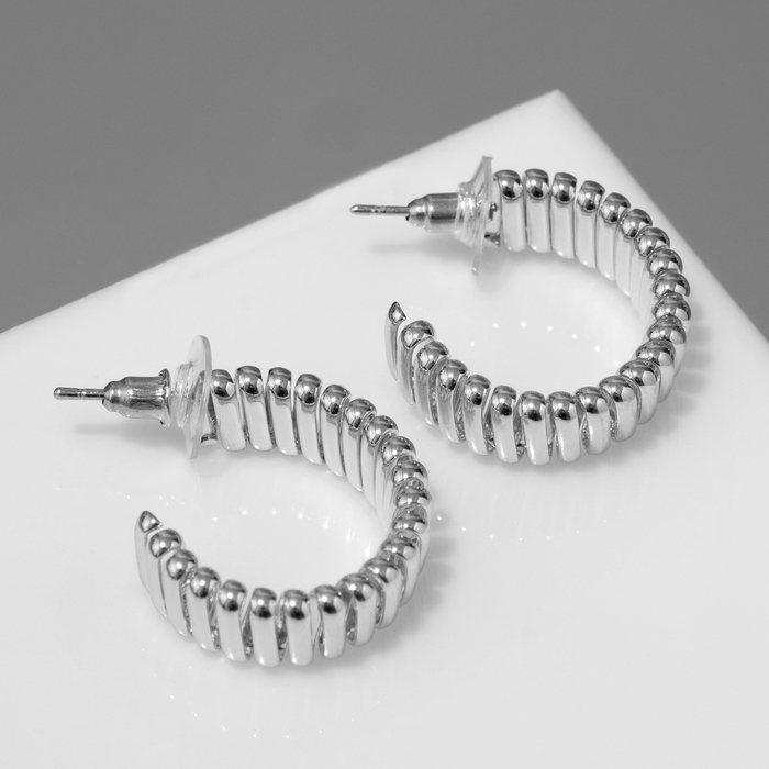 Серьги металл &laquo;Геометрия&raquo; дорожка акары, мини, цвет серебро, d=2,2 см