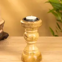 Подсвечник "Стич" 8х8х15,5 см, дерево шишам