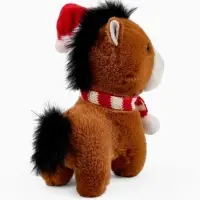 POMPOSHKI мягкая игрушка Лошадка, в шапочке, коричневая