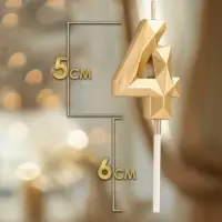 Свеча в торт на шпажке &laquo;Алмаз&raquo;, цифра 4, шампань, 5&times;2.6 см