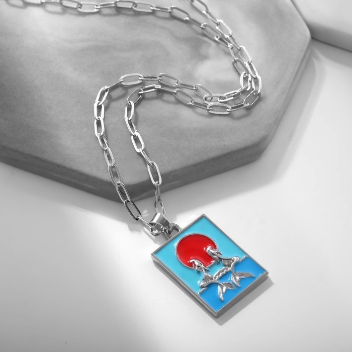 Кулон &laquo;Картина&raquo; рыбки, цветной в серебре, 45 см