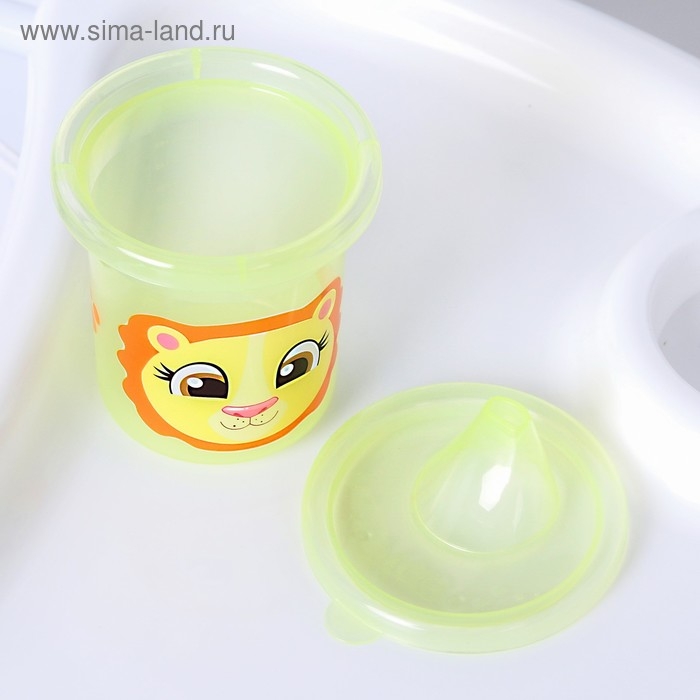 Поильник детский &laquo;Львенок Лео&raquo;, с твёрдым носиком, 200 мл, цвет желтый