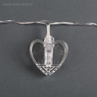 Гирлянда «Нить» 4.5 м с насадками «Прищепки-сердце», IP20, прозрачная нить, 20 LED, свечение красное, 220 В Гирлянда «Нить» 4.5 м с насадками «Прищепки-сердце», IP20, прозрачная нить, 20 LED, свечение красное, 220 В