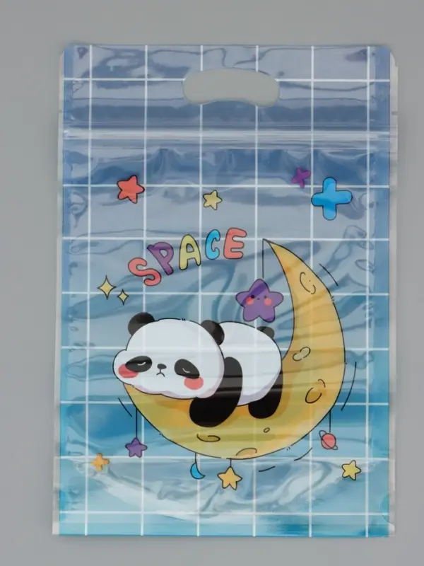 Пакет подарочный, с zip-lock застежкой, "Панда на луне", 15х23 &plusmn; 1см МИКС