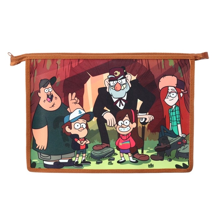 Папка пластиковая для тетрадей А4, на молнии, Гравити Фолз